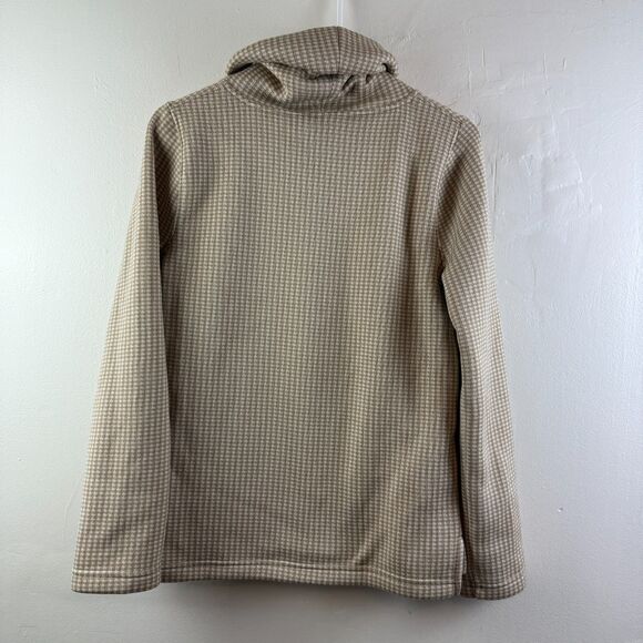 J. Crew Top Women Houndstooth Beige Long Sleeve Funnelneck Pullover Preppy Sz S - Picture 8 of 11